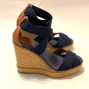 Tory Burch Women's Frieda Navy Blue Sandals Sz 6 B.